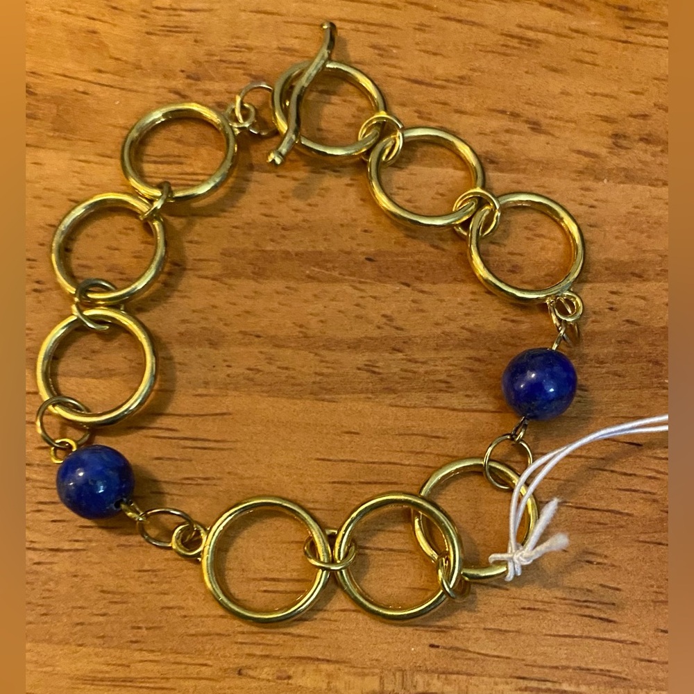 NEW Gold plated rings and Lapis Lazuli crystals bracelet